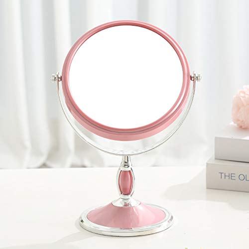 [Australia] - XPXKJ 6-Inch Tabletop Vanity Makeup Mirror Two-Sided Swivel Vanity Mirror with 3X Magnification (Bead Pink) 6 Inch Bead Pink 