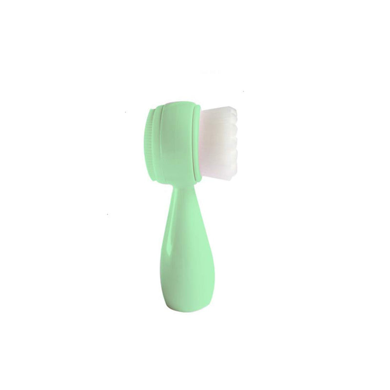 [Australia] - Facial Cleanser Brush Portable 2 in 1 Double Side Silicone Soft Fur Scrub Manual Silica Scrub Face Massage Washing Brush Blackhead Remover Skin Care Tool(Green) 