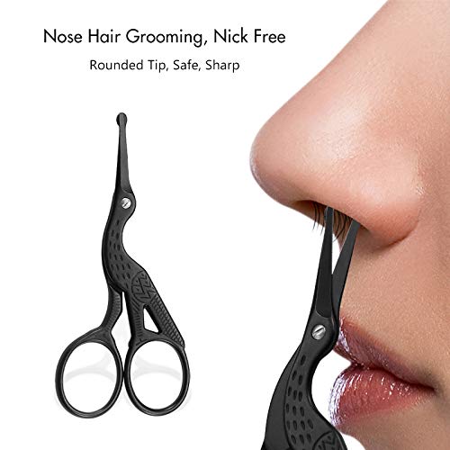 [Australia] - LIVINGO Rounded Tip Vintage Stork Scissors, Professional Stainless Steel with Black Titanium Coated, Cuticle Pedicure Beauty Grooming Retro Scissors for Eyebrow, Facial Hair, Dry Skin, Nose Hair 9cm 
