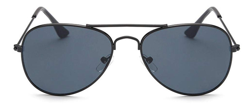 [Australia] - WODISON Classic Kids Aviator Sunglasses for Boys Girls Children sunglasses Reflective Metal Frame Black Frame Black Lens 