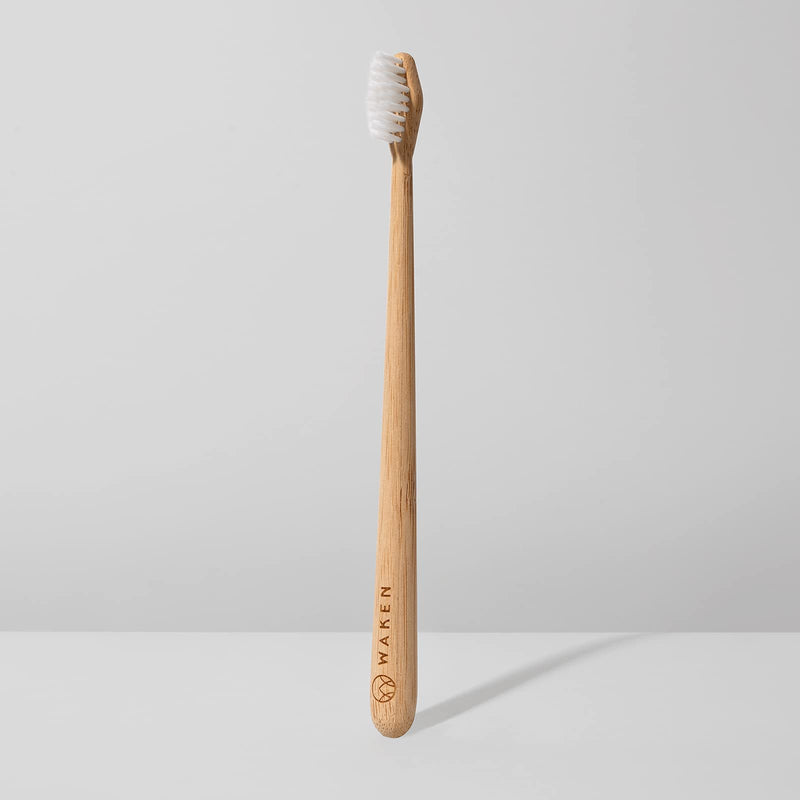 [Australia] - Waken, x1, White Soft Bristle Bamboo Toothbrush, Biodegradable Natural Bamboo Handle, Eco Toothbrush Soft, Eco-Friendly Dental Brushes, Bamboo Vegan Toothbrush 