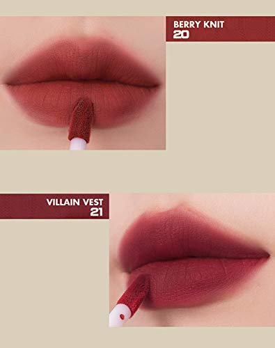 [Australia] - [rom&nd] Zero Velvet Tint Autumn Knitwear 4Colors | Velvet matte, Long-lasting, Smudge-resistant, super stay matte ink, Silk Finishi, Natural-beauty | Lip Tint for Daily Use, K-beauty | 5.5g/0.2oz No. 21 VILLAIN VEST 