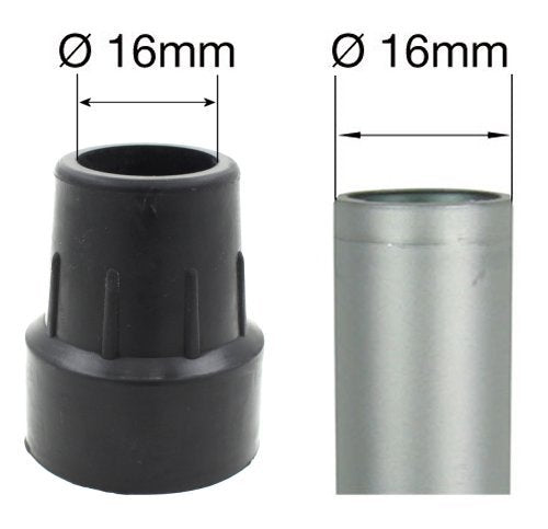 [Australia] - High Quality Rubber Ferrules (2 Pack) - Choose your size/colour! (16mm Black) 16mm, Black 