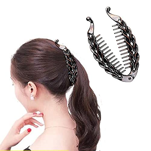 [Australia] - 6 Pieces Banana Hair Clips, 2 Styles Fishtail Clip Retro Twist Styling Banana Hair Clamp Flat Claw Clips for Women 