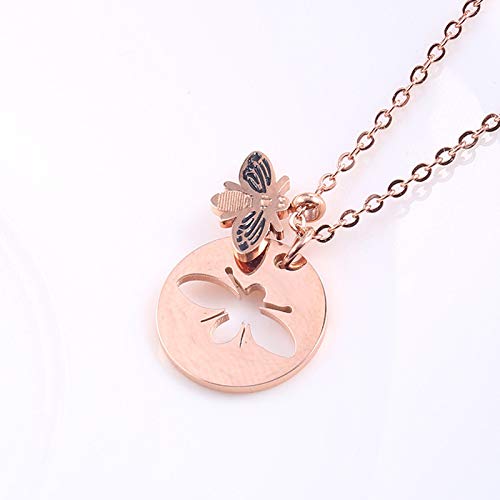 [Australia] - 18k gold Stainless Steel Little Bee Pendant Necklace Rose Gold High-crafts Fashion Jewelry for Women Girls Gifts 