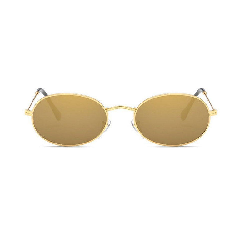 [Australia] - MINCL/unisex Oval Metal Frame Vintage Sunglasses UV400 51mm Brown 