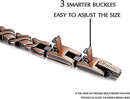 [Australia] - RainSo Womens Pure Copper Bracelets Wristband with 3 Buckle Easy to Adjustable with Gift Box & Removal Tool 