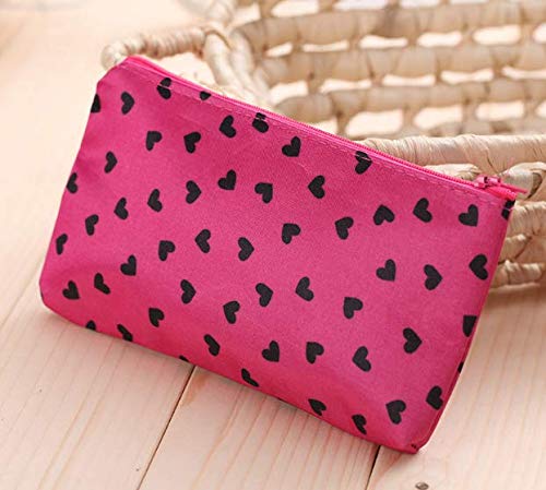 [Australia] - HappyDaily Pack of 7 Fashion Design Muliti-functional Bag Using as Makeup bag or Cosmetic Pouch or Travel Toiletry or Carrying Purse (Heart(Pink/Hotpink/Red/Black)+Polka Dot(Hotpink/Red)+Leopard) 