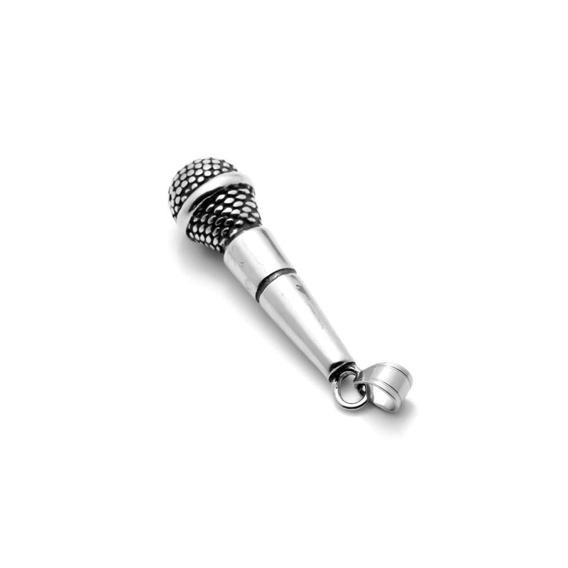 [Australia] - Xusamss Punk Rock Titanium Steel Microphone Pendant Necklace,22inches Box Chain 316l steel 