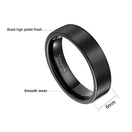 [Australia] - Frank S.Burton 6mm/8mm Mens Womens Black Tungsten Rings Wedding Band Beveled Edge Size 4-15 6mm Black 