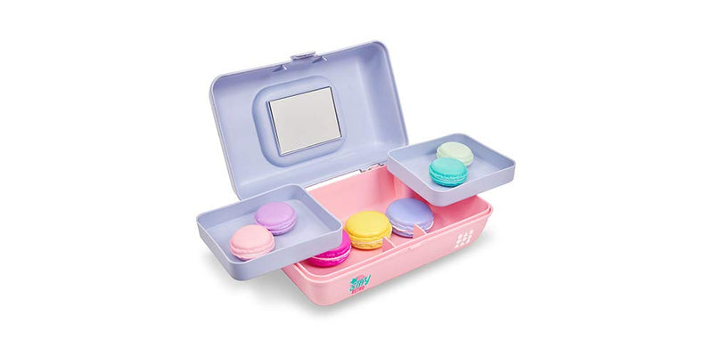 [Australia] - Caboodles Stay Retro - Pretty In Petite Makeup Organizer | Compact Carrying Cosmetic Case, Periwinkle Blue Over Pink Periwinkle Blue Lid and Pink Base 