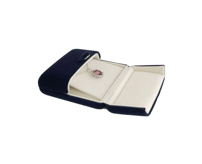 [Australia] - Double Function Navy Blue Velvet Pendant Earrings Necklace Gift Box Double Layer Fine Material Modern Elegant (Jewelry is not included) Pendant Necklace 
