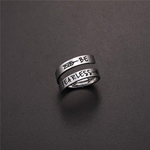 [Australia] - XOYOYZU Inspirational Rings for Women Statement Stainless Steel Spiral Wrap Twist Ring Encouragement Personalized Jewelry Birthday Gifts BE FEARLESS 