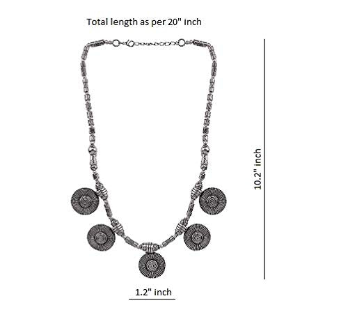 [Australia] - Efulgenz Boho Vintage Antque Ethnic Gypsy Tribal Indian Oxidized Silver Leaf Tassel Statement Choker Collar Necklace Jewelry Style3 