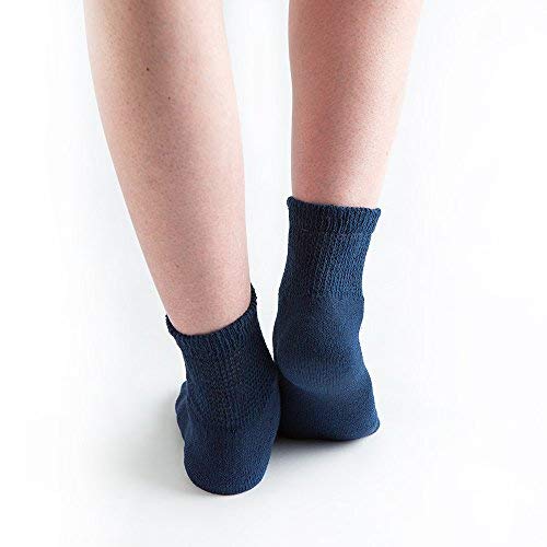 [Australia] - Doc Ortho Loose Fit Cotton Diabetic Socks for Men and Women, 3 Pairs, 1/4 Crew Navy X-Large 
