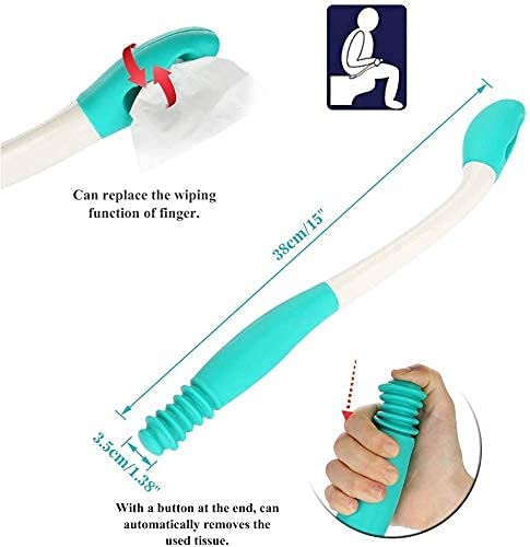 [Australia] - Toilet Aid Easy Wipe, Long Range Comfort Wipe Handle Range Comfort Bottom Wiper Holder Toilet Paper Tissue Grip Wiping Helper 
