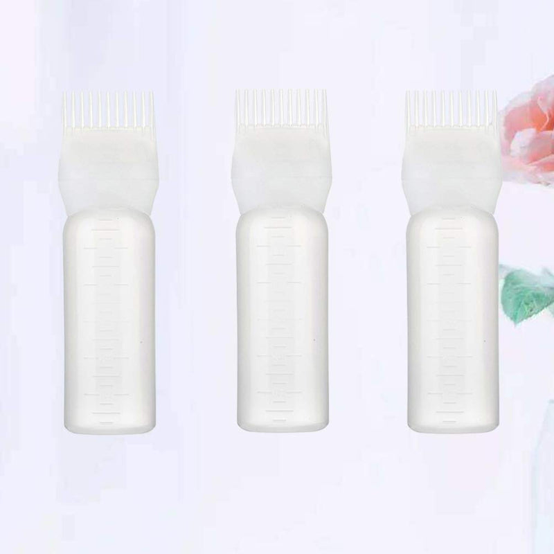 [Australia] - Beaupretty Root Comb Applicator Bottle Hair Color Brush Applicator Hair Dye Bottle with Comb and Graduated Scale,3pcs 