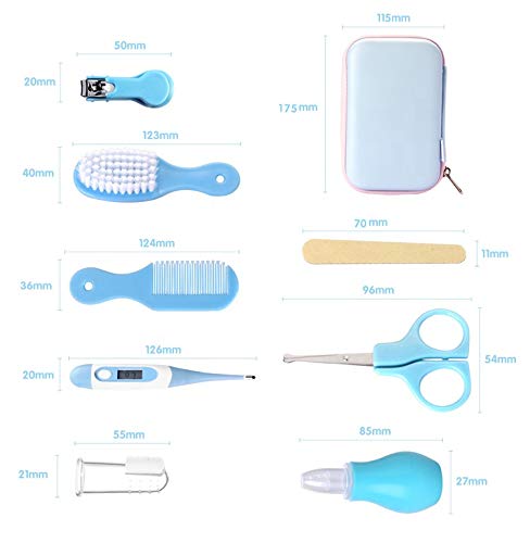 [Australia] - JasCherry 8 PCS Baby Healthcare Kit - Baby Grooming Kit Newborn Baby Care Accessories, Essential Baby Care Items for Travelling & Home Use-Ideal for Newborn, Infant, Toddler Girls & Boys (Blue) blue 