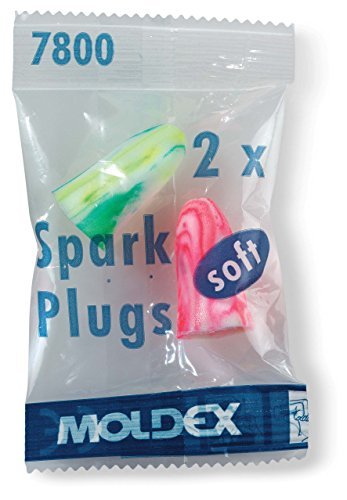[Australia] - 100 pairs of Spark Plugs Soft (7800) earplugs by Moldex with SNR 35 dB, hygienically and conveniently packed 100 Pair (Pack of 1) 