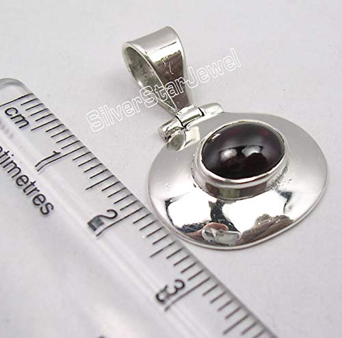 [Australia] - SilverStarJewel 925 Fine Silver Garnet January Birthstone Pendant 1.1" Brand New 