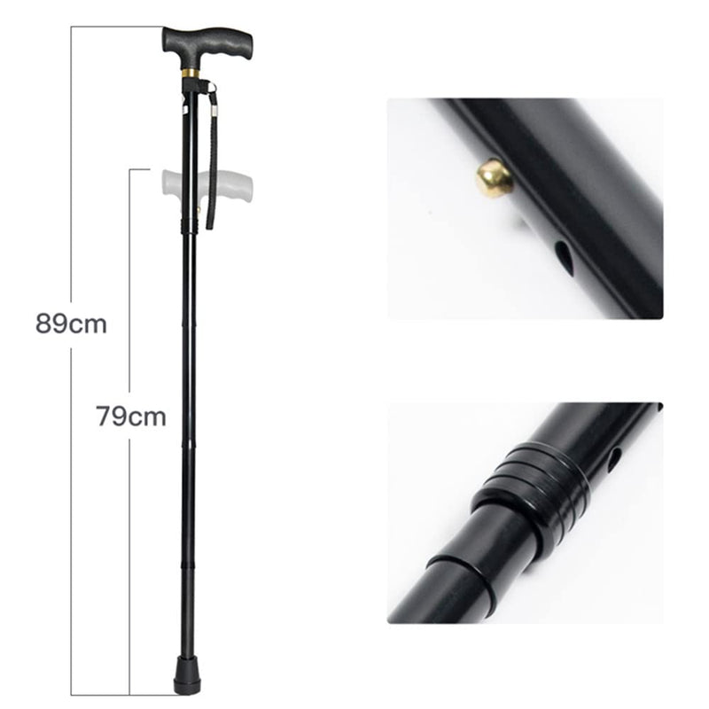 [Australia] - Folding Walking Sticks, Walking Stick Cane for Men Women,Portable Cane with T Handle Lightweight Height Adjustable,Non-Slip Base Black 