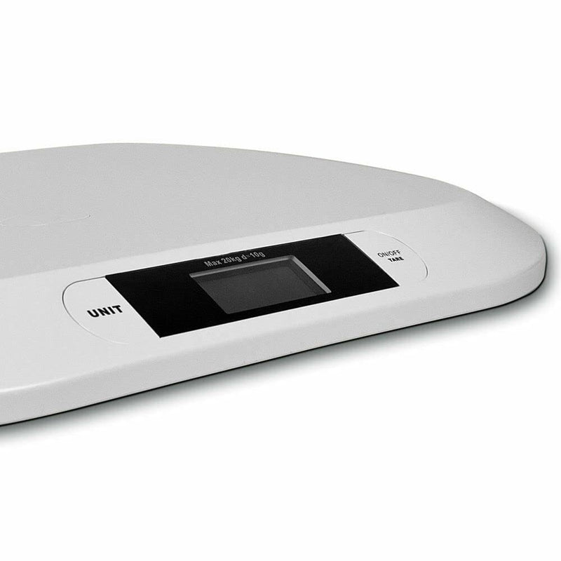 [Australia] - Marco Paul 20kg Electronic Baby Weighing Scales Infant Pet Bathroom Toddler Body Digital Scale for Babies or Small Animals Battery Operated White Multi-Function Baby Scale Monitor Health Growth 