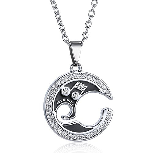 [Australia] - Silver Couples Treble Clef Music Note Love You Forever Necklace Set of 2 Jewelry 