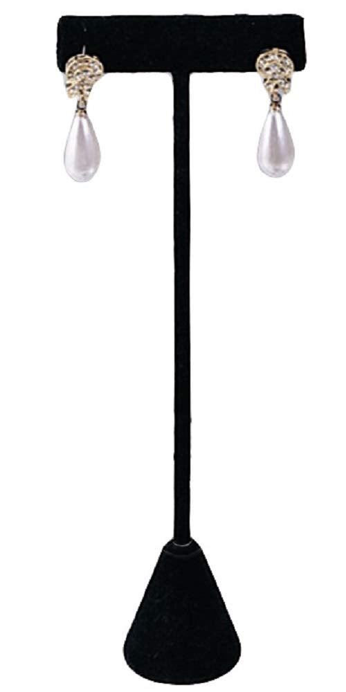 [Australia] - 6-Pack 6.75" Tall - Black Earring T Stand Display T Shape Showroom and Tradeshow (Black Velvet (6.75" H)) 