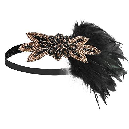 [Australia] - 1920s Accessories Set Flapper Headband,Earrings,Pearl Necklace,Gloves,Net Tights,Pearl Bracelet One Size Set-10 
