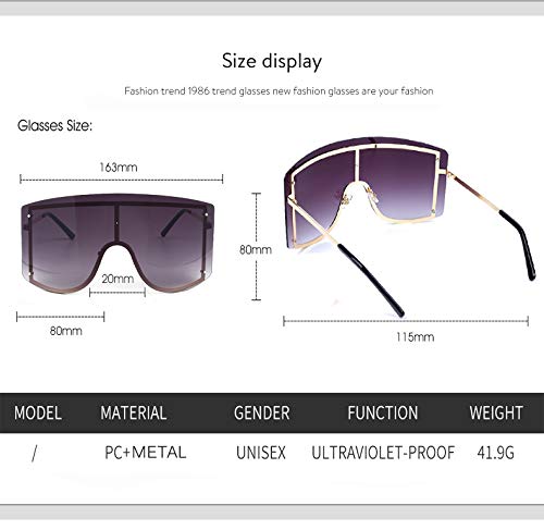 [Australia] - Oversized Flat Top Sunglasses for Women Futuristic Shield Visor Sunglasses Design Windproof Siamese Goggles Gradient Powder 