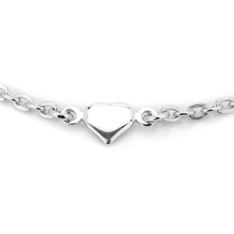 [Australia] - Vanbelle Sterling Silver Jewelry Puffed Heart Anklet with Rhodium Plating for Women and Girls 
