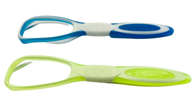 [Australia] - 2 x Tongue Cleaners Plastic Tongue Scraper Plastic Tongue Cleaner Bad Breath Remover Oral Care Dental Care (Blue & Green (Large)) Blue & Green (Large) 