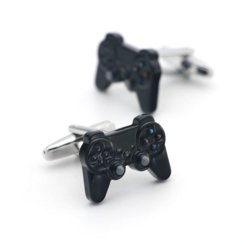 [Australia] - iGame Funny GamePad Cuff Links Black Color Painting Brass Material Joystick Design Cufflinks with Gift Box 