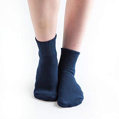 [Australia] - Doc Ortho Loose Fit Cotton Diabetic Socks for Men and Women, 3 Pairs, 1/4 Crew Navy X-Large 