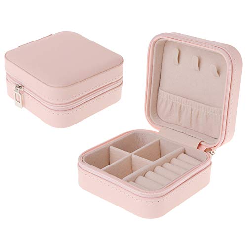 [Australia] - Didcant Travel Jewelry Organizer Box Portable Jewelry Storage Case Accessories Holder Pouch with Environmental Faux Leather for Earring,Lipstick,Necklace,Bracelet,Rings (Pink 4") Pink 4" 