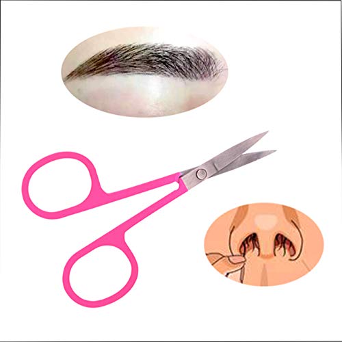 [Australia] - Magnetic eyelash scissors and eyebrow brush, nose hair and beard scissors, carved arc craft scissors, used for eyelash extension stainless steel (pink) 