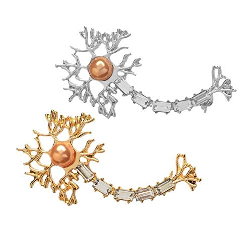 [Australia] - Neuron Pin with Zircon Brain Nerve Cell Medical Jewelry Doctor Medical School Jewelry Gifts Men Women Brooch silver 