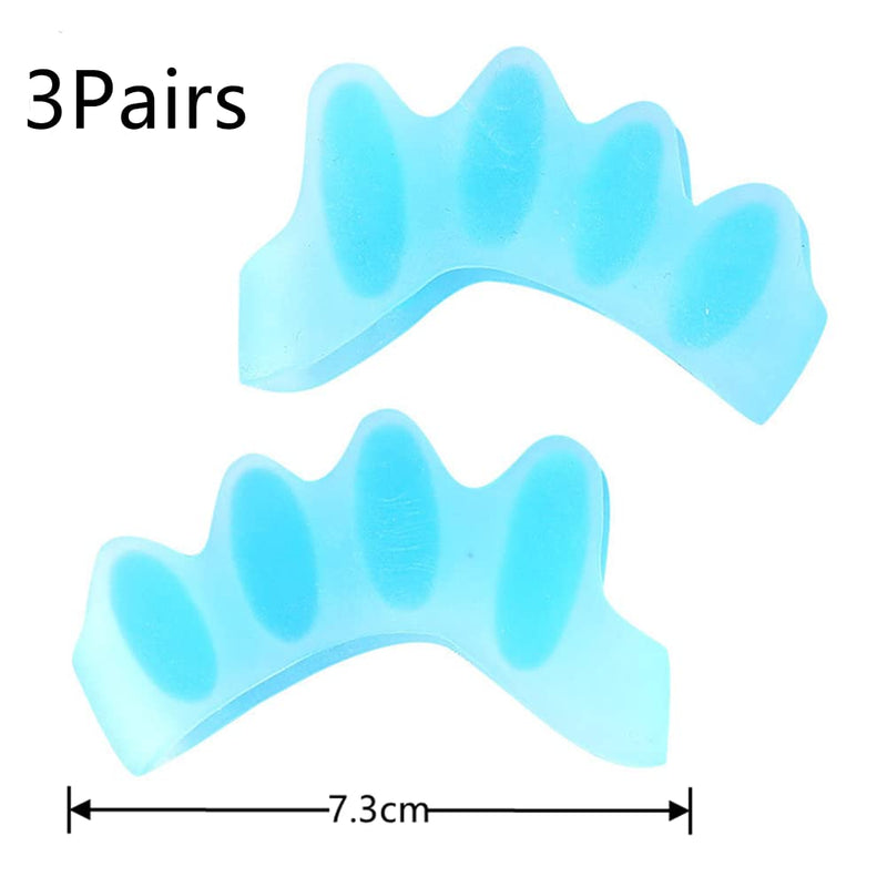 [Australia] - 3Pairs Bunion Separators Blue Toe Correctors Gel Toe Correctors for Different People with Overlapping Toes and Claw Toes 