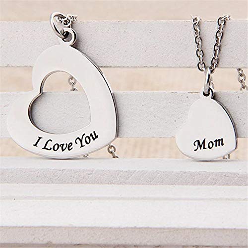 [Australia] - Gift for Daughter Mom Matching Heart Pendant Jewelry Mother Daughter Necklace Mothers Day Gifts for Mom Birthday Christmas Gifts Silver 