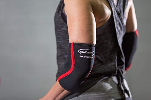 [Australia] - Elbow Sleeve (1) - By Rip Toned - Compression Support Brace for Weightlifting, Powerlifting, Xfit, Strength Training, Pain, Tendonitis, Arthritis. Men & Women (SEE SIZING GUIDE - XXL) Black 