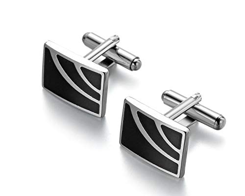 [Australia] - Doricuff Cufflinks for Men Gift Set Men’s Cuff Links Gift Box for Dad Father Husband Boyfriend or Friends Black Gliding Silver Gloden 1 