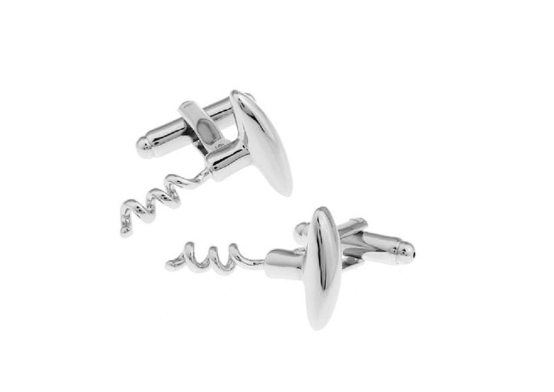 [Australia] - MRCUFF Corkscrew Wine Pair Cufflinks in a Presentation Gift Box & Polishing Cloth 