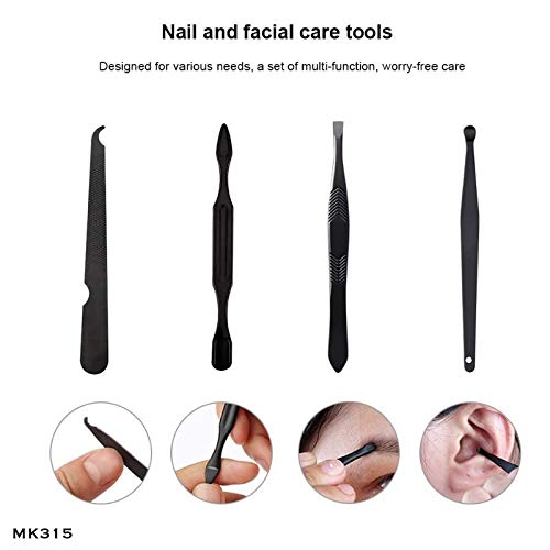 [Australia] - Manicure Pedicure Set | Nail Clippers | Scissors | Tweezers | Ear-pick | Black Stainless steel Men Women Travel Size Nail Grooming Tool Kit Blue 