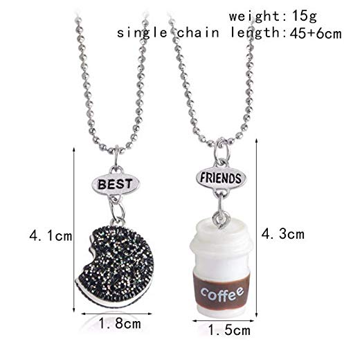 [Australia] - YINLIN Cute 2Pcs Best Friend Cookie and Milk Coffee Cup Oreo Pendant Friendship Necklace 