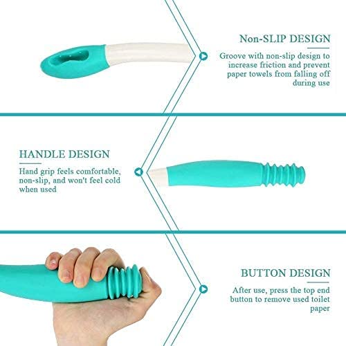 [Australia] - Toilet Aid Easy Wipe, Long Range Comfort Wipe Handle Range Comfort Bottom Wiper Holder Toilet Paper Tissue Grip Wiping Helper 