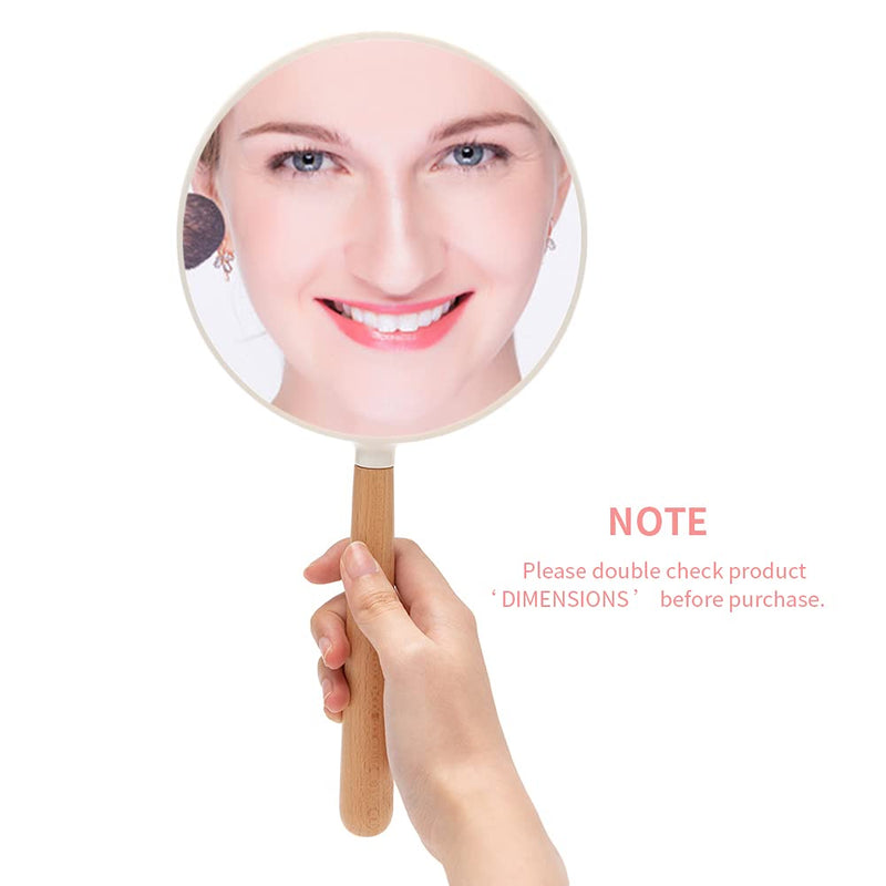 [Australia] - YEAKE Hand Held Mirror with Handle for Makeup, Small Cute Wood Hand Mirror for Shaving with 3X Magnifying Double-Side Portable Travel Vanity Mirror for Men&Women (Detachable White Round) Medium (2-Sided (1x and 3x ) Circle White) White + Wood 