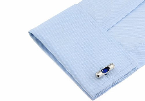 [Australia] - MRCUFF Level Blue Liquid Construction Pair Cufflinks in a Presentation Gift Box & Polishing Cloth 