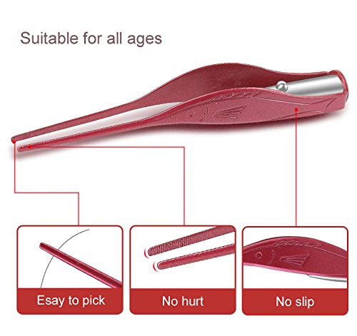 [Australia] - 2 Pcs Ear Wax Removal Tool with Light - Ear Pick Cleaner Kit for Kids and Adults, Earwax Spoon Digger & Tweezers for Ear Health Care Gift Set with Case (Red) Red 