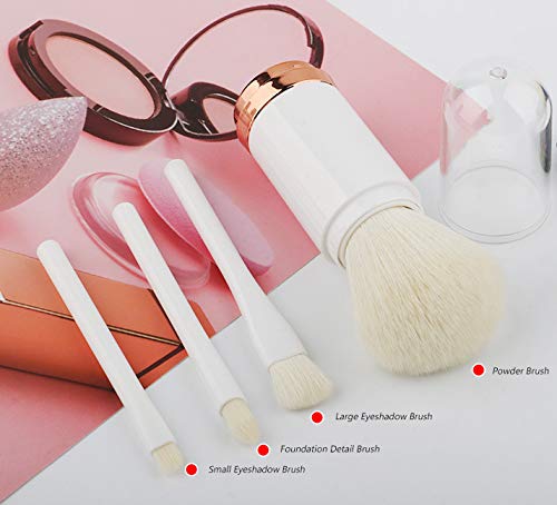 [Australia] - BYAMD 4 pieces Makeup Brushes Premium Quality Synthetic Foundation Flawless Powder Cosmetics Eyeshadow Portable Travel Brushes Kits(White) 