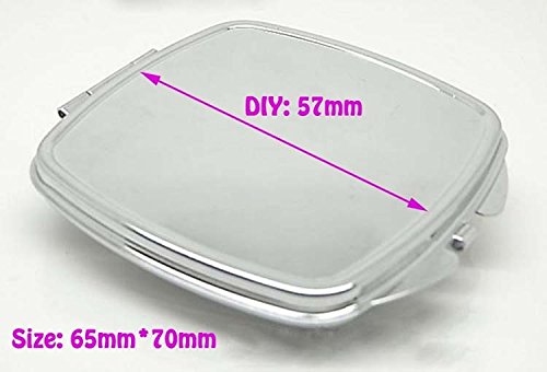 [Australia] - LondonExpress DIY Metal Compact Pocket Mirror Makeup Cases Silver steel Colour Different Sizes SQUARE, HEART, ROUND 70MM, SMALL 60MM, OVAL (Square) 